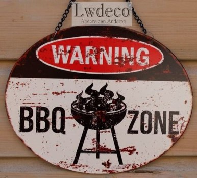 Lw851 Bord aan ketting BBQ Zone 20x25cm